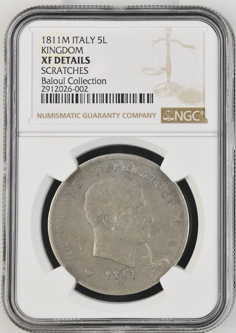  1811M ITALY 5L KINGDOM NGC XF DETAILS   