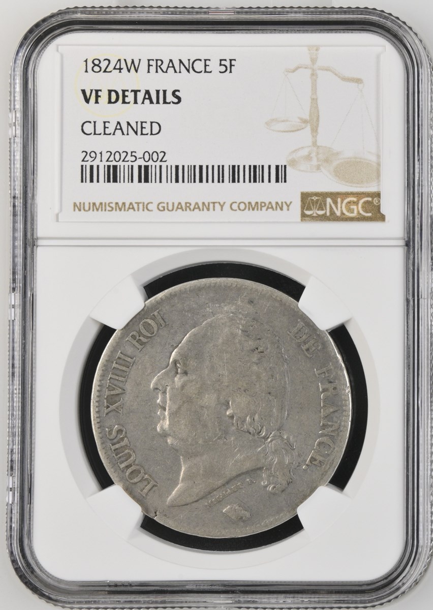  1824W FRANCE 5F NGC VF DETAILS   