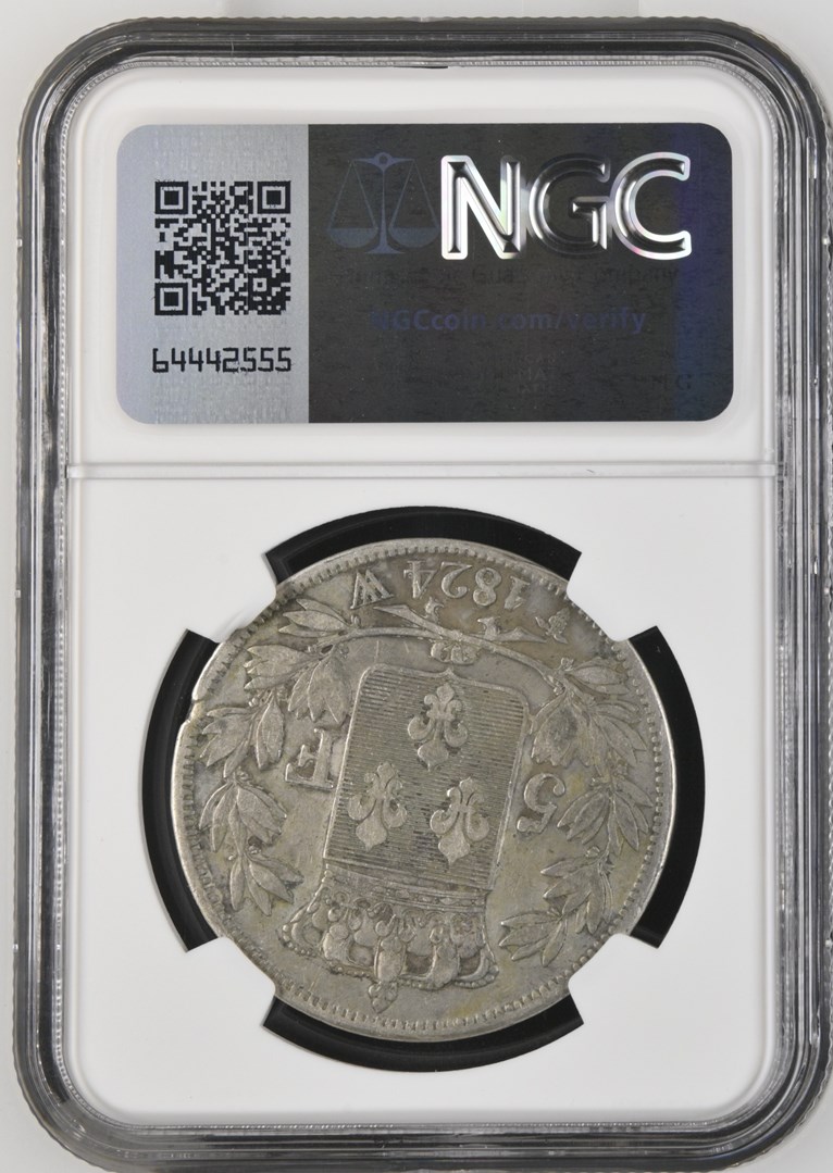  1824W FRANCE 5F NGC VF DETAILS   