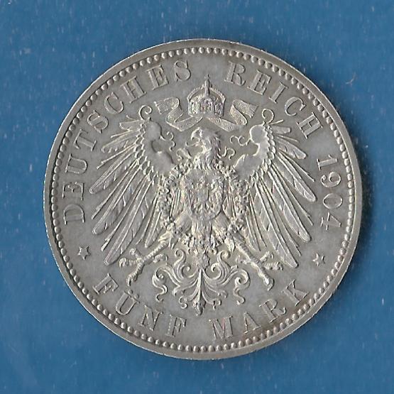  Sachsen 5 Mark Georg 1904 st RRR Münzenankauf Koblenz Frank Maurer AF834   